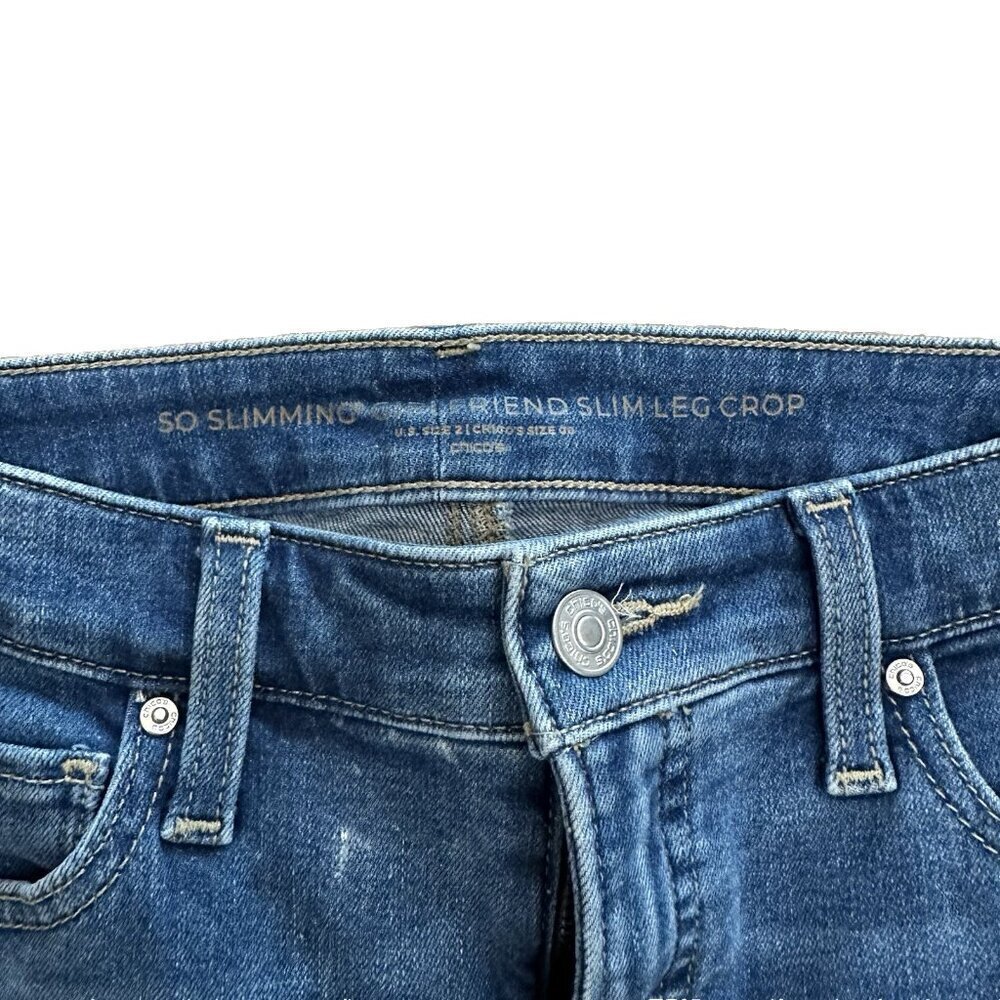 Chico's Women's 2 So Slimming Girlfriend Slim Leg Crop Blue Denim Mid-Rise Jeans - Picture 2 of 4
